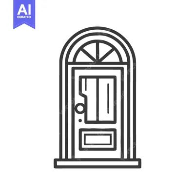 Aset desain premium: Elegant Arched Doorway: Minimalist Line Art Illustration on White Back