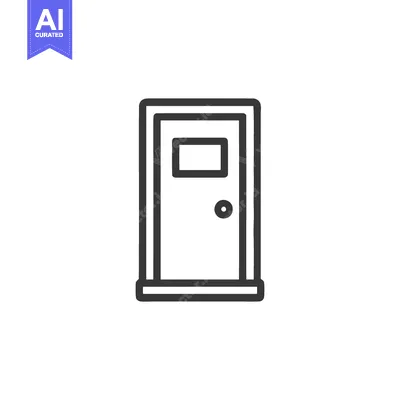 Aset desain premium: Minimalist Door Icon: Simple, Clean Line Art Illustration on White Bac