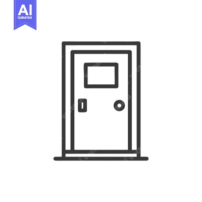 Aset premium populer: Minimalist Door Icon: Clean Line Art on White Background