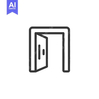 Aset desain premium: Open Doorway Icon: Simple Line Art Symbolizing Opportunity and New Beg