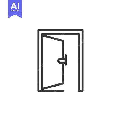 Aset desain premium: Minimalist Open Door Icon: Simple Line Art Symbol for Entry and Opport