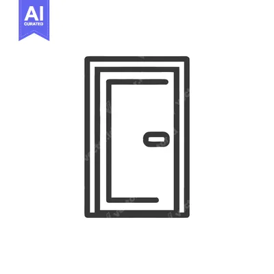 Aset desain premium: Minimalist Door Icon: Clean Line Art, Modern Design, Interior Access S