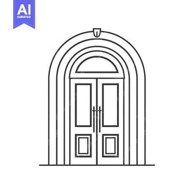 Premium design asset: Double door arched doorway with decorative trim