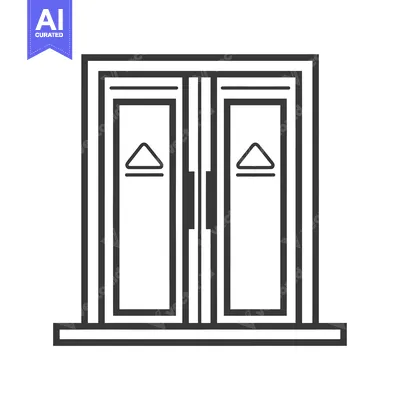 Aset desain premium: Double Door Entrance With Triangular Design Elements