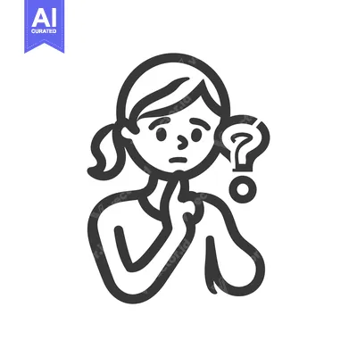 The stylized image depicts a girl with a question mark