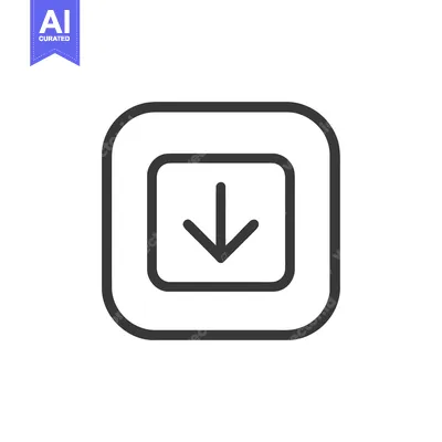 Aset premium populer: Download Icon: Simple Black Arrow in Rounded Square Frame on White Bac