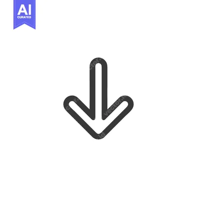 Aset desain premium: Simple Downward Arrow Icon with Rounded Edges on White Background