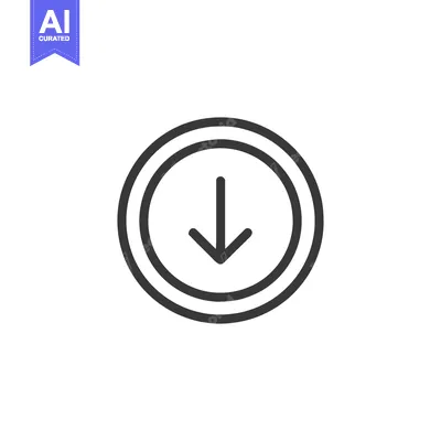 Aset premium populer: Minimalist Down Arrow Icon: Circular Outline, Simple Directional Symbo