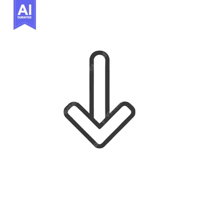 Aset desain premium: Simple Down Arrow Icon: Minimalist Design on White Background, Directi