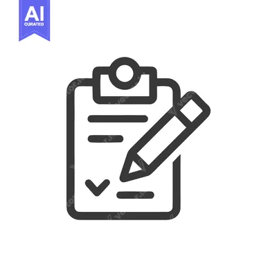 Premium design asset: Minimalist Clipboard Icon with Pencil and Checkmark, Dark Gray Outline