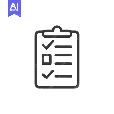 Aset premium populer: Minimalist Checklist Icon: Clipboard with Checkmarks and Lines on Whit