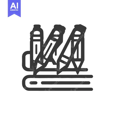 Aset desain premium: Stylized Book Icon with Pencils and Eraser, Education Concept