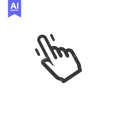 Bold Line Art: Hand Cursor Clicking, Pointing, Selecting on White Back