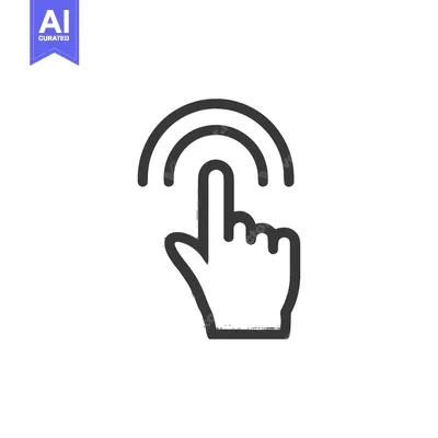 Premium design asset: Hand Cursor Icon: Finger Tapping with Circular Waves, Minimalist Desig