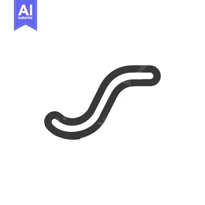 Aset desain premium: Minimalist Worm Icon: Simple, Clean Line Art on White Background