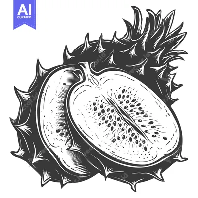 Aset premium populer: A detailed illustration of a dragon fruit halved