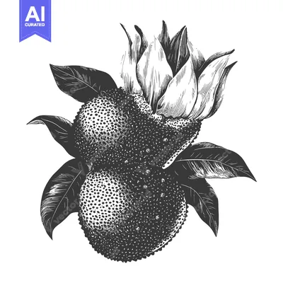 Aset premium populer: Two Jackfruits with Leaves and Blossom