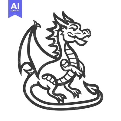 Aset premium populer: Smiling Cartoon Dragon Sitting With Wings And Pointed Spines