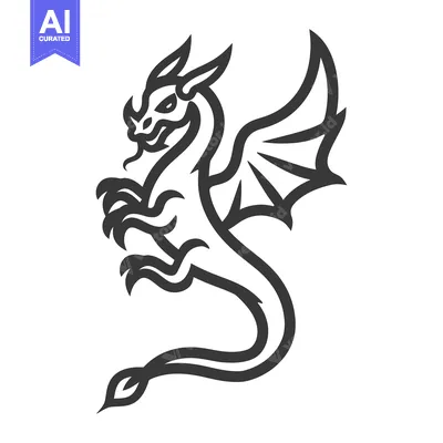 Aset premium populer: An Illustration Depicting a Black Dragon Standing Upright with Wings