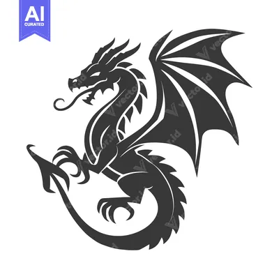 Aset premium populer: A stylized dark illustration depicts a winged dragon with fierce featu