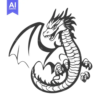 Aset premium populer: An Illustrative Cartoon Depiction of a Fierce Mythical Dragon Figure