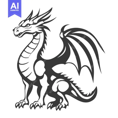 Popular premium asset: A powerful dragon illustration in a black and white graphic style
