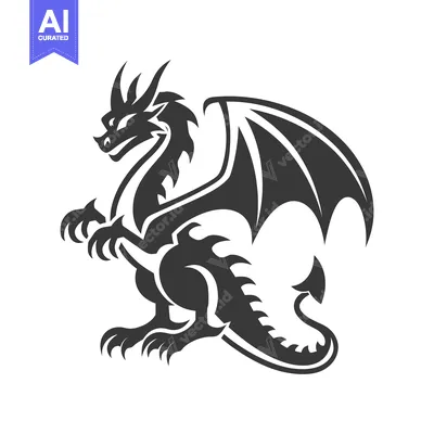 Premium design asset: A stylized illustration of a mythical dragon creature with wings
