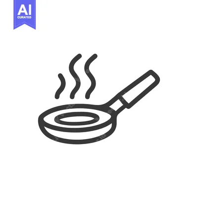 Premium design asset: Minimalist Line Art: Hot Frying Pan with Rising Steam on White Backgro