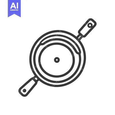 Premium design asset: Minimalist Frying Pan Icon with Dual Handles on White Background