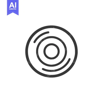 Premium design asset: Minimalist Vinyl Record Icon: Circular Grooves on White Background