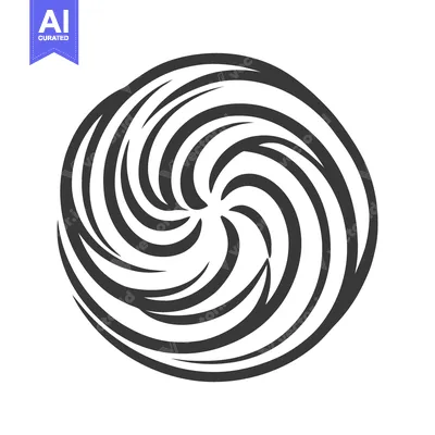Aset premium populer: Abstract Swirl: Dynamic Circular Pattern with Bold Black Lines on Whit