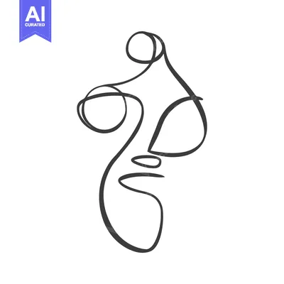 Aset premium populer: Minimalist Line Art: Abstract Face Portrait in Continuous Stroke Style
