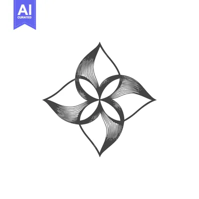 Aset premium populer: Elegant Floral Design: Intricate Lines and Symmetrical Beauty on White