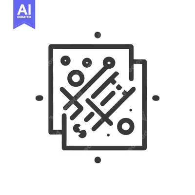 Aset desain premium: Tactical Game Plan Icon: Strategy Board with Circles and Lines, Outlin