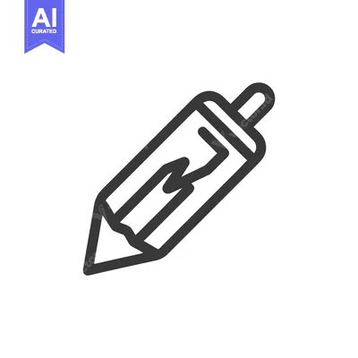 Aset premium populer: Stylized Pencil Icon with Bold Outline and Abstract Markings, Isolated