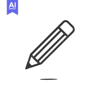 Premium design asset: Minimalist Pencil Icon with Shadow on White Background, Simple Design
