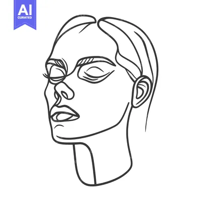 Premium design asset: A simple black and white line art drawing of a face
