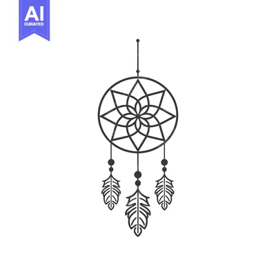 Dreamcatcher with Geometric Star Pattern and Feathers