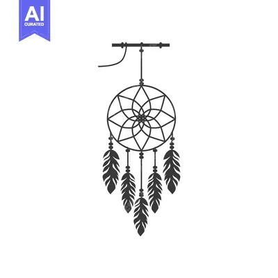 Aset premium populer: Dreamcatcher with Six Feathers Hanging from a Circular Net