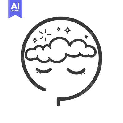 Aset desain premium: A stylized depiction of a closed eyed brain dreaming