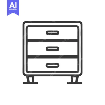 Premium design asset: Minimalist Chest of Drawers Icon with Three Drawers and Legs