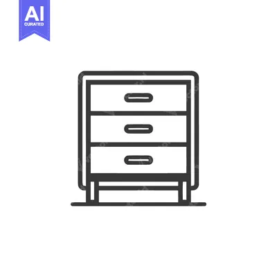 Popular premium asset: Minimalist Chest of Drawers Icon: Three-Drawer Storage Unit in Outline