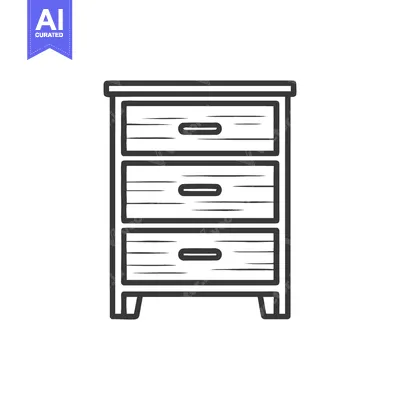 Aset premium populer: Minimalist Three-Drawer Dresser Illustration with Clean Lines and Simp