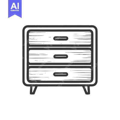 Aset premium populer: Stylized Chest of Drawers Icon with Wood Grain Texture and Rounded Edg