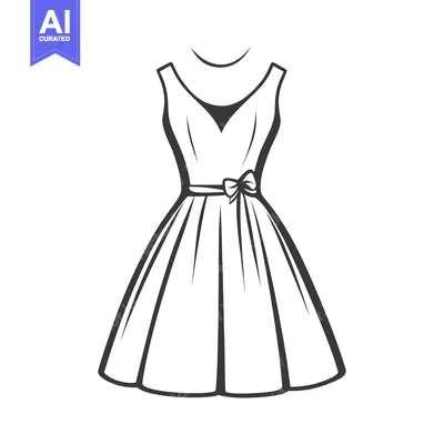 Aset premium populer: A simple line drawing of a formal womans dress