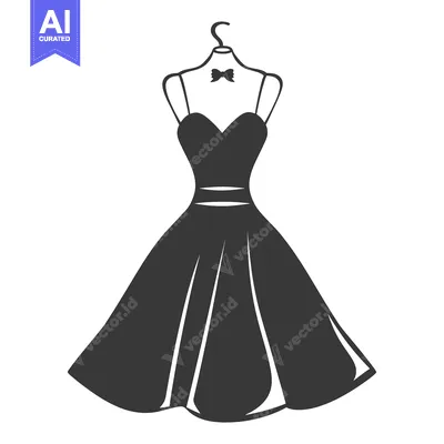 Aset premium populer: A black elegant dress displayed on a mannequin with a bow