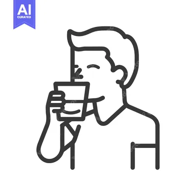 Aset premium populer: A happy person is drinking water from a glass