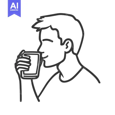 Aset desain premium: A person is drinking liquid from a clear glass container