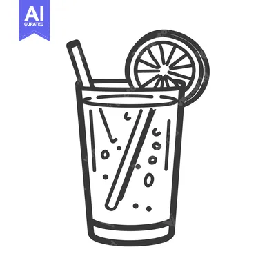 Premium design asset: A Simple Drawing Depicting a Glass of Refreshing Drink