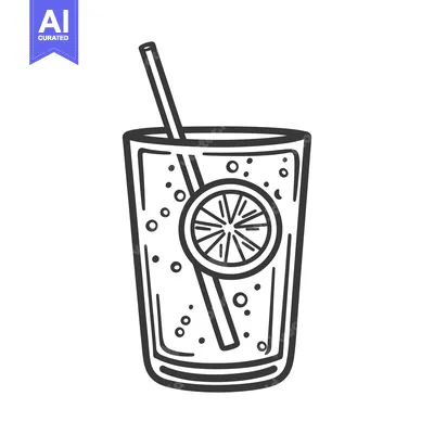 Aset premium populer: A refreshing drink with a straw and a lemon slice